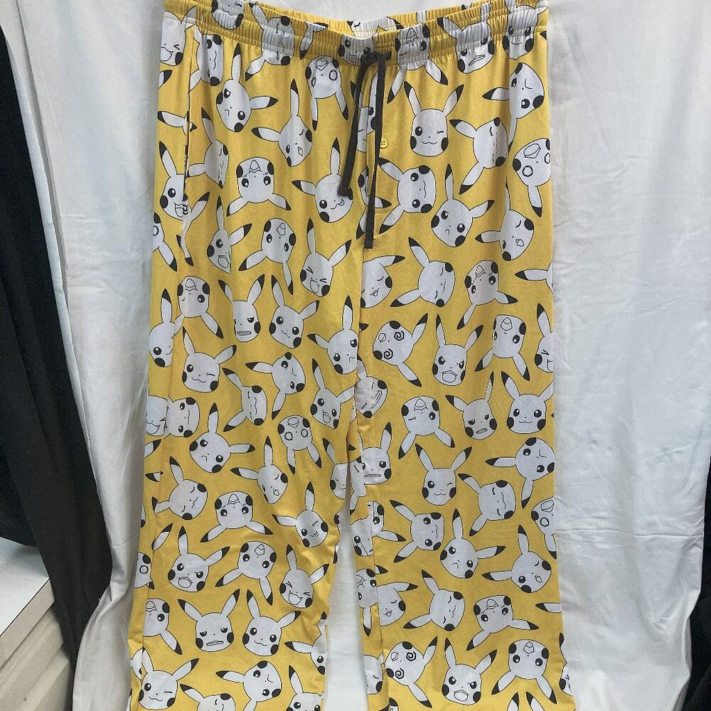 Mens Pokemon Size XL 40-42 Graphic Yellow with Pockets & Drawstring Sleep Pants